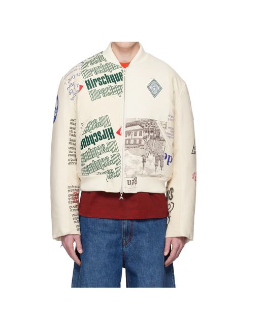 MARINE SERRE White Regenerated Printed Bomber Jacket for men