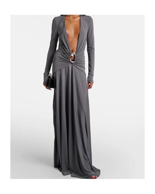 Christopher Esber Gray Orica Embellished Jersey Maxi Dress