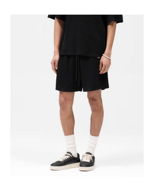 Represent Black Waffle Shorts for men