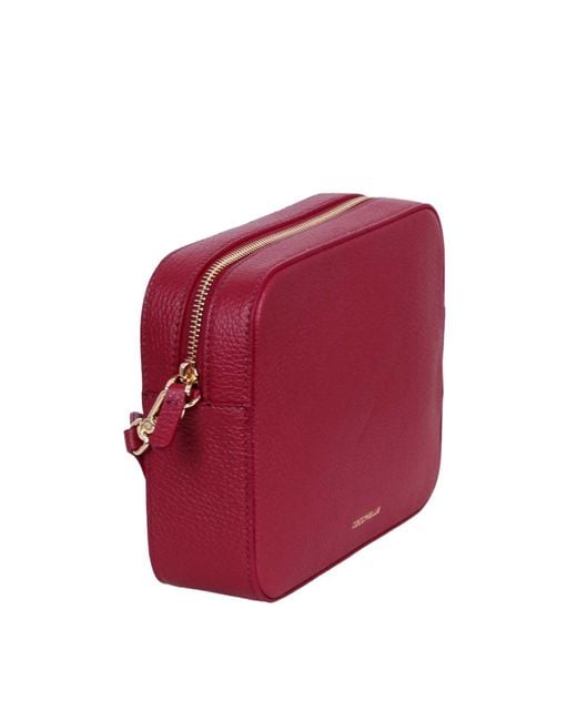 Coccinelle Red Tebe Logo Stamp Zip-Up Crossbody Bag