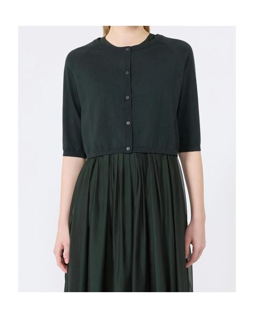 Max Mara Blue Crew Neck Short-Sleeved Knit Sweater