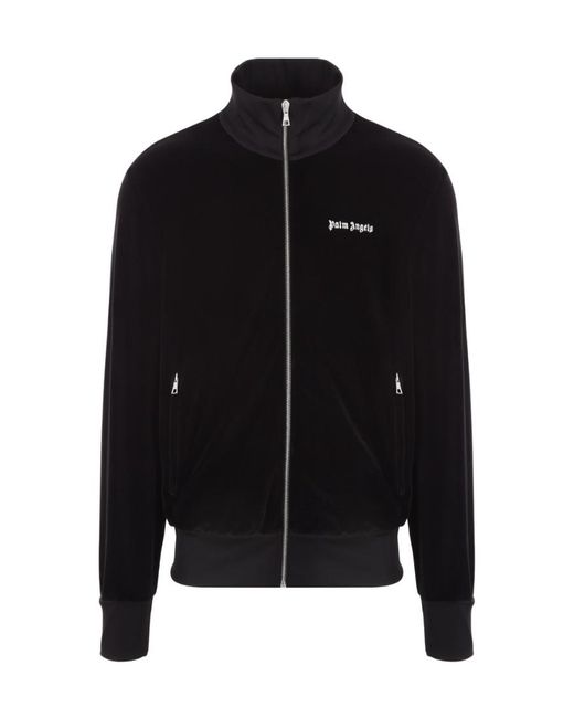 Palm Angels Black Logo Printed Zipped Track Jacket for men
