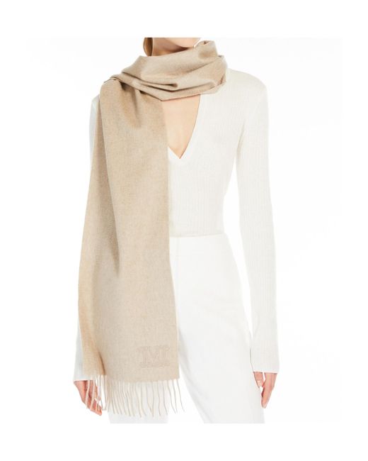 Max Mara Natural Logo Embroidered Felted Scarf