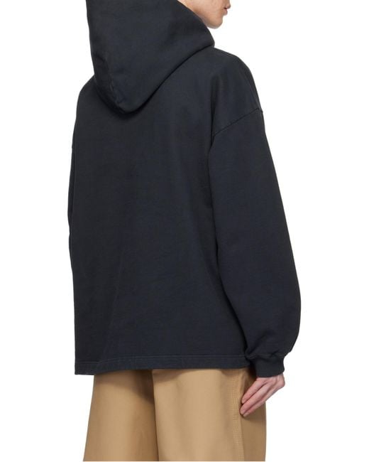 Acne Blue Logo Printed Oversized Hoodie