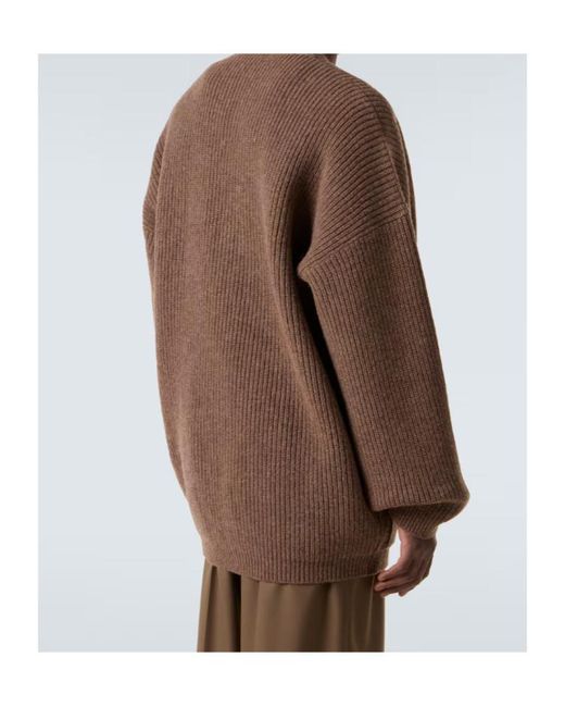 Lemaire Brown Oversized Ribbed-Knit Wool Cardigan for men