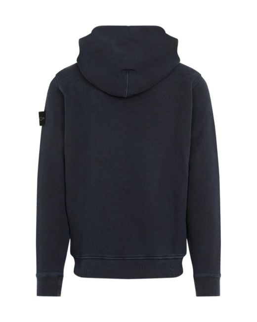 Stone Island Blue Long-Sleeved Compass Patch Hoodie for men