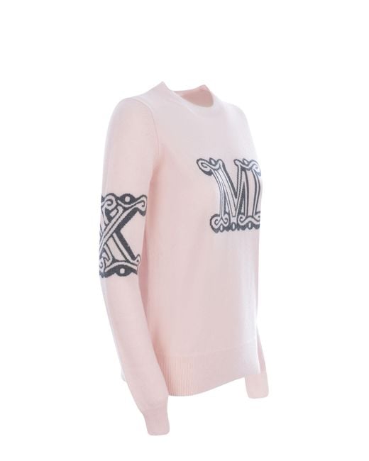 Max Mara Pink Cashmere Logo Pullover