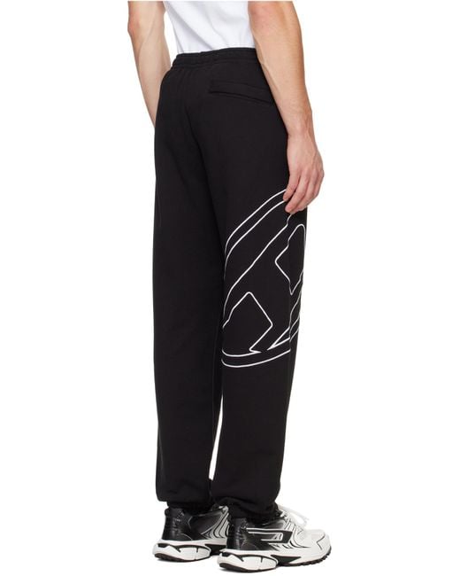 DIESEL Black Oval-D Logo Embroidered Track Pants for men