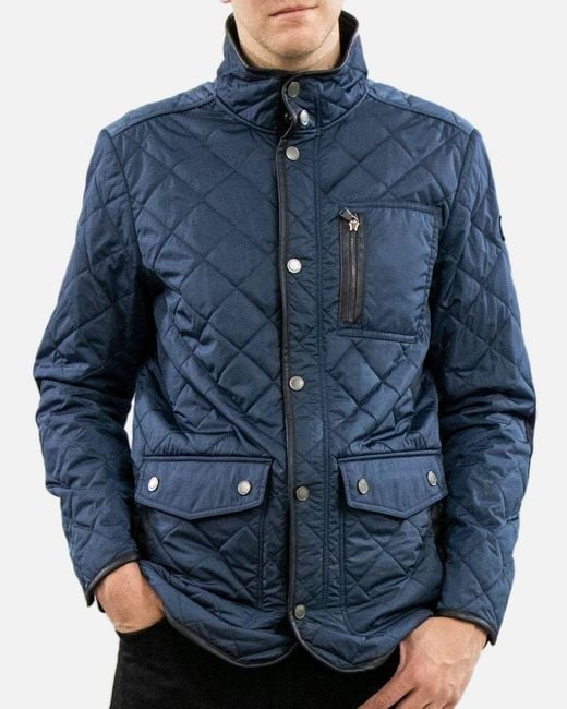 Paul & Shark Blue High-Necked Quilted Padded Jacket for men