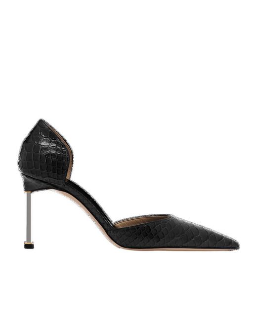 Tom Ford Black Semi Shiny Printed Python Spire D'Orsay Pump