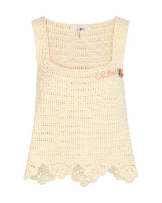 Chloé Natural Crochet Cotton Top