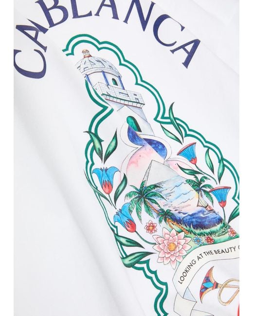 Casablanca White Cotton Printed T-Shirt for men