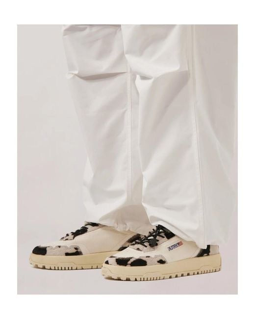 Autry Multicolor Cow-Print-Detail Lace-Up Sneakers