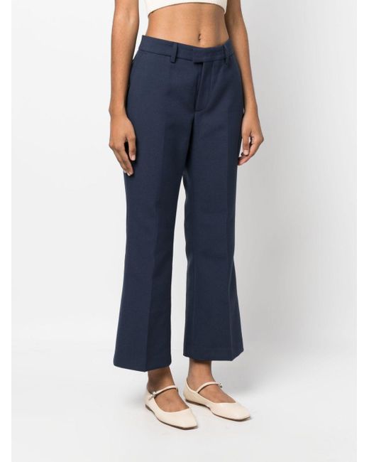 Closed Blue Wide-Leg Cropped Trousers