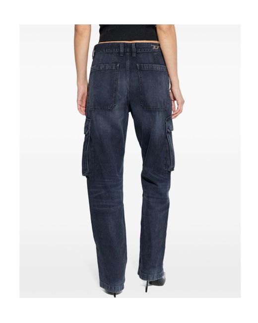 DIESEL Blue D-Pot-Cargo Logo Plaque Jeans
