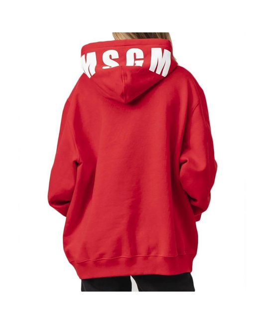MSGM Red Logo Hooded Sweater