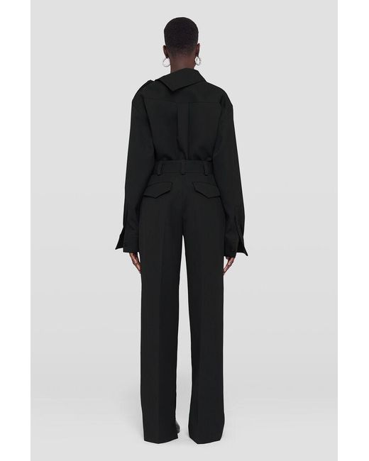 Jil Sander Black Belted High-Waist Wide-Leg Trousers