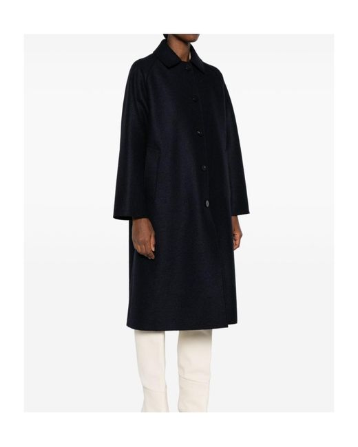 Harris Wharf London Black Button-Front Raglan-Sleeve Coat