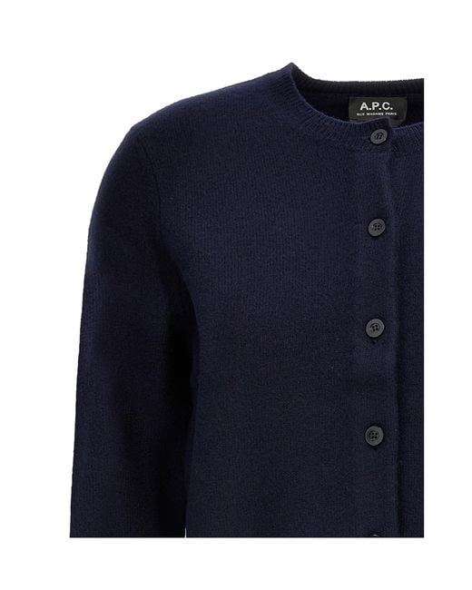 A.P.C. Blue Mila Button-Up Knitted Cardigan