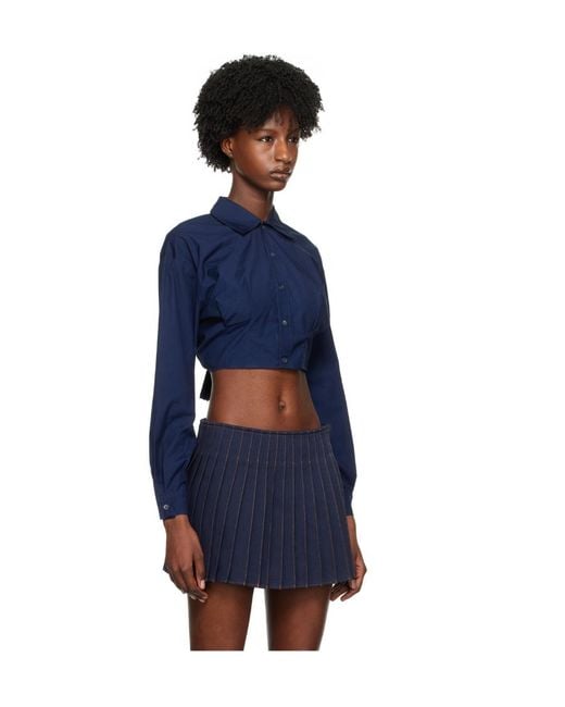 AMI Blue Long-Sleeved Short-Style Shirt
