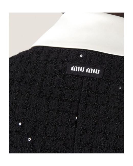 Miu Miu Black Short-Sleeved Buttoned Cardigan