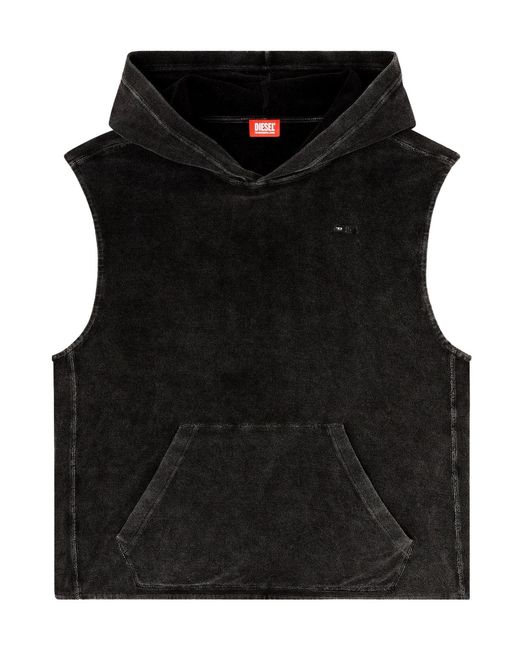 DIESEL Black Aruba-Dnm Sleeveless Hoodie for men