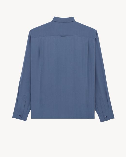 Saint Laurent Blue Button-Up Long-Sleeved Shirt for men