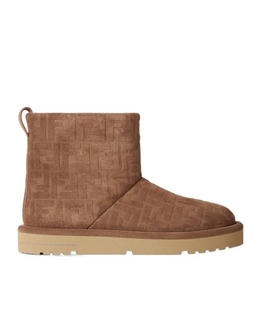 Fendi Brown Ff Motif Ankle Boots for men