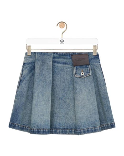 Loewe Blue Pleated Pocket Denim Skirt
