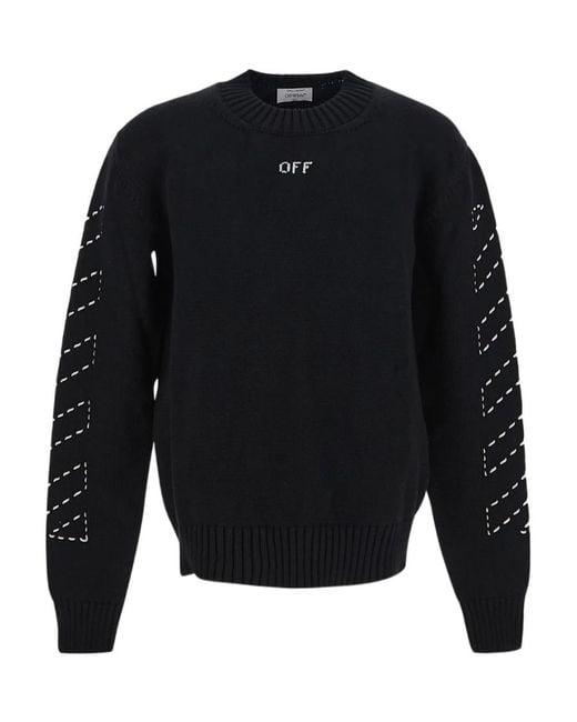 Off-White c/o Virgil Abloh Blue Arrows Motif Crewneck Knitted Jumper for men