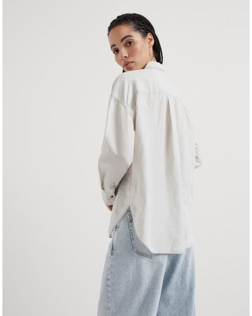 Brunello Cucinelli White Linen-Cotton Blend Shirt