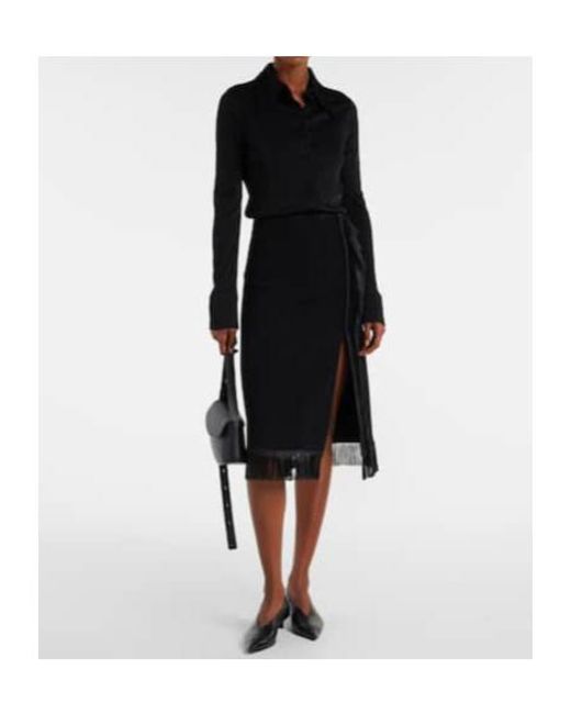 Jil Sander Black Fringed Midi Skirt