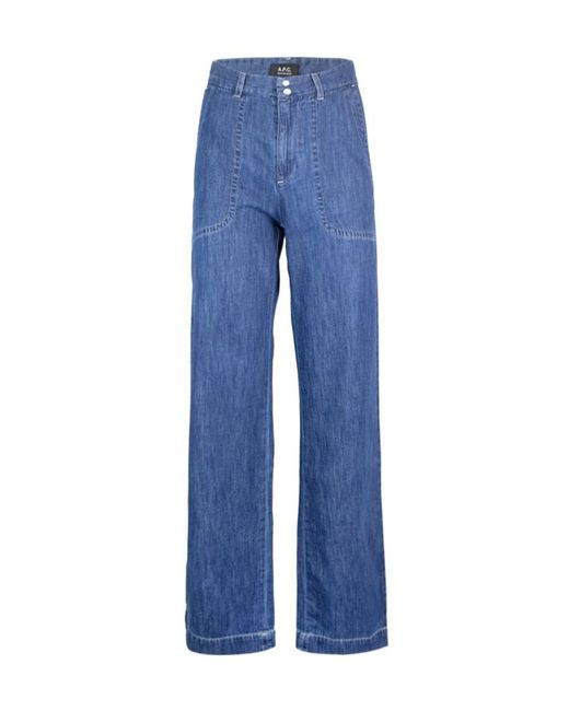 A.P.C. Blue High Waist Flared Jeans