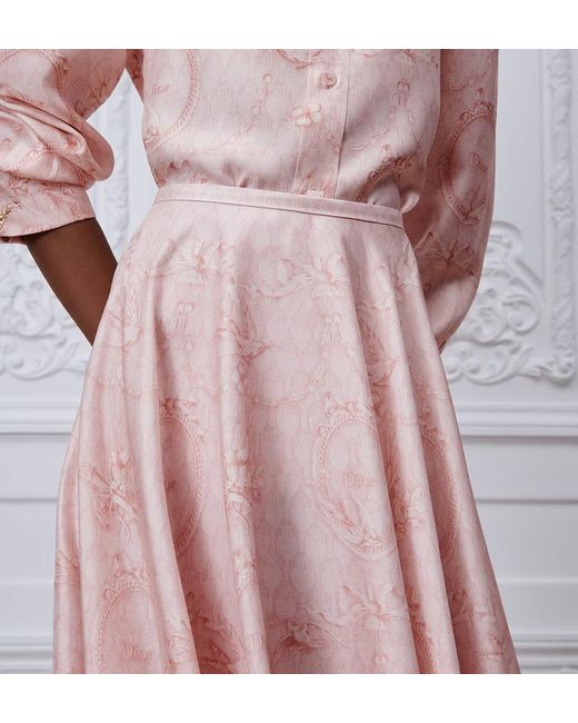 Dior Pink Qixi Festival Midi-Length Flared Skirt