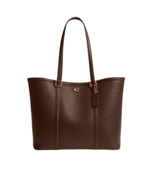 COACH Brown Metal Logo Tote Bag