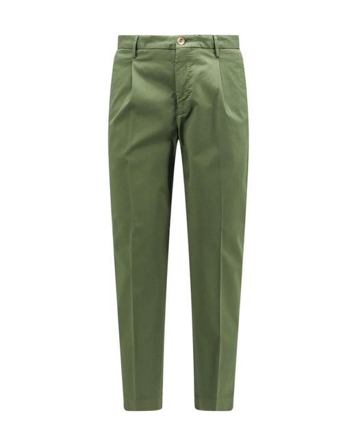 Incotex Green Stretch-Cotton Tapered Trousers for men