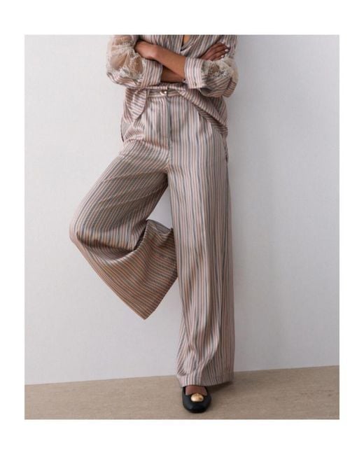 Liu Jo Natural Striped Trousers