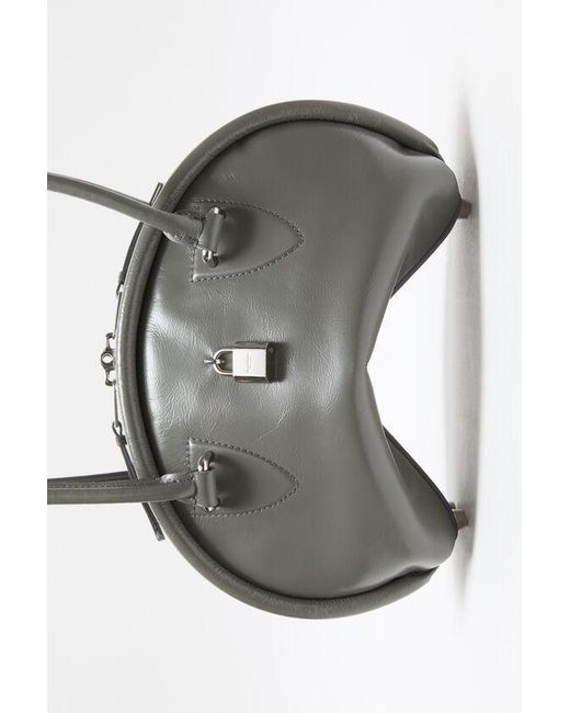 Acne Gray Bowlina Logo Plaque Mini Shoulder Bag