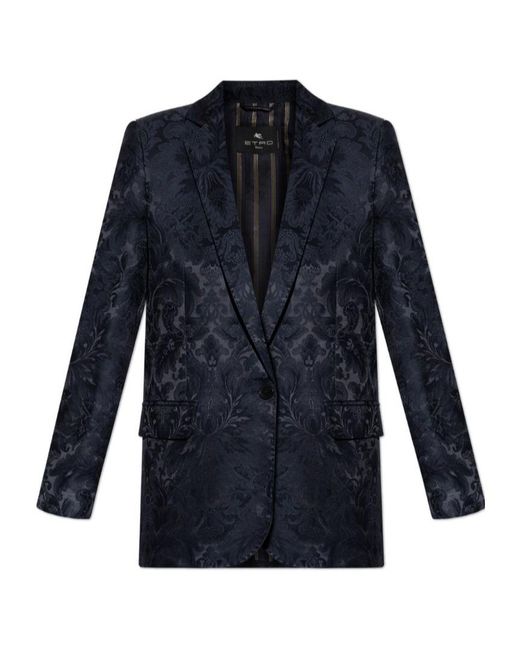 Etro Blue Decorative Pattern Blazer