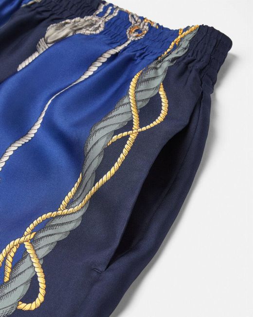 Versace Blue Nautical Print Knee-Length Shorts for men