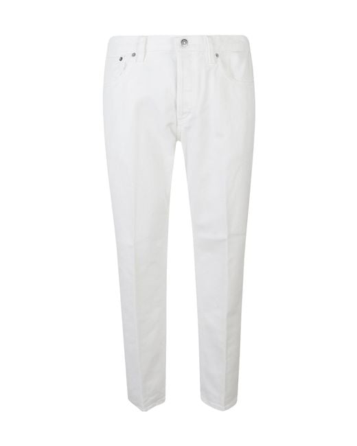 Dondup White Logo-Detail Straight-Leg Cotton Jeans for men