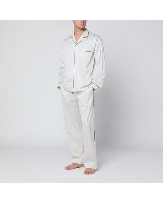 Tekla Gray Striped Pajamas for men
