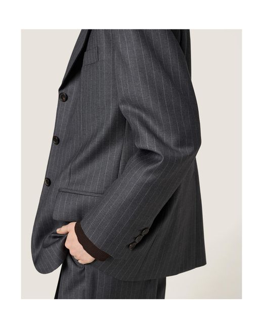 Miu Miu Black Single-Breasted Pinstripe Jacket