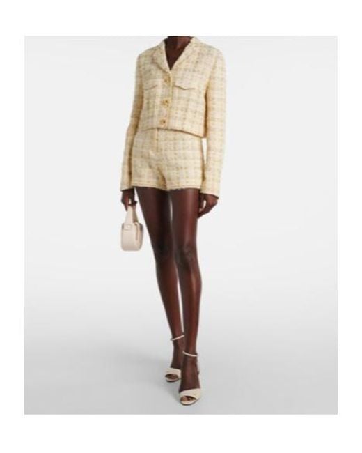 Giambattista Valli Natural Checked Cotton-Blend Shorts