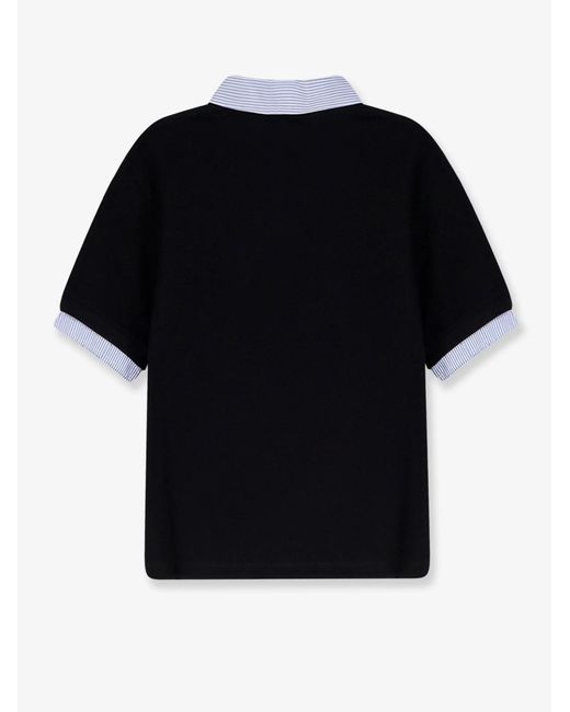 Miu Miu Black Logo-Embroidered Short-Sleeved Polo Shirt