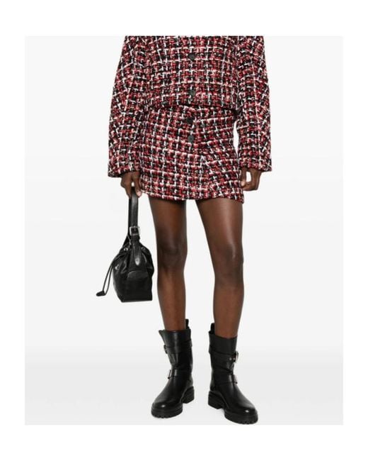 IRO Red Button-Down Skirt