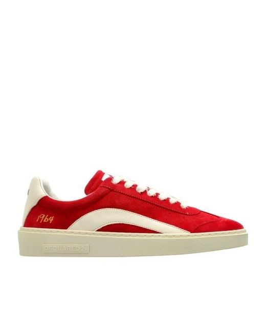DSquared² Red Round-Toe Lace-Up Sneakers for men