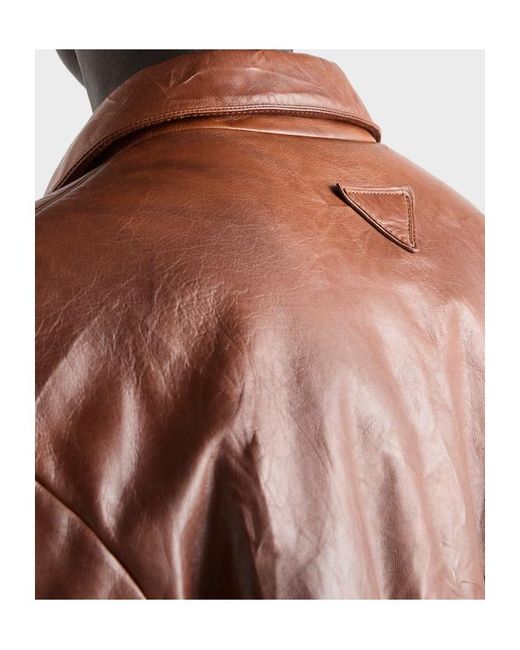 Prada Brown Nappa Leather Jacket for men