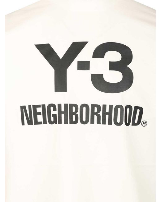 Y-3 White X Neighborhood X Dainese Logo Printed Crewneck T-Shirt for men