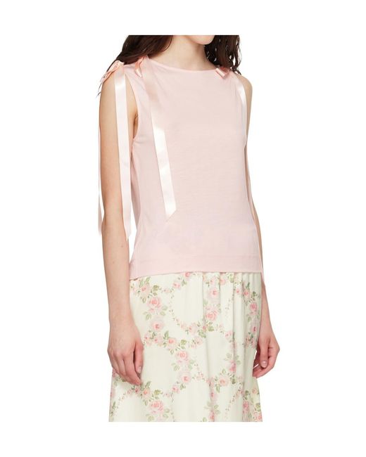 Simone Rocha Pink Bow Ribbon Tank Top